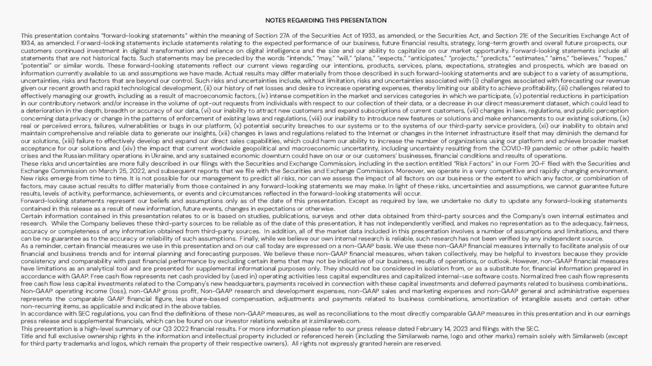 NOTES REGARDING THIS PRESENTATION