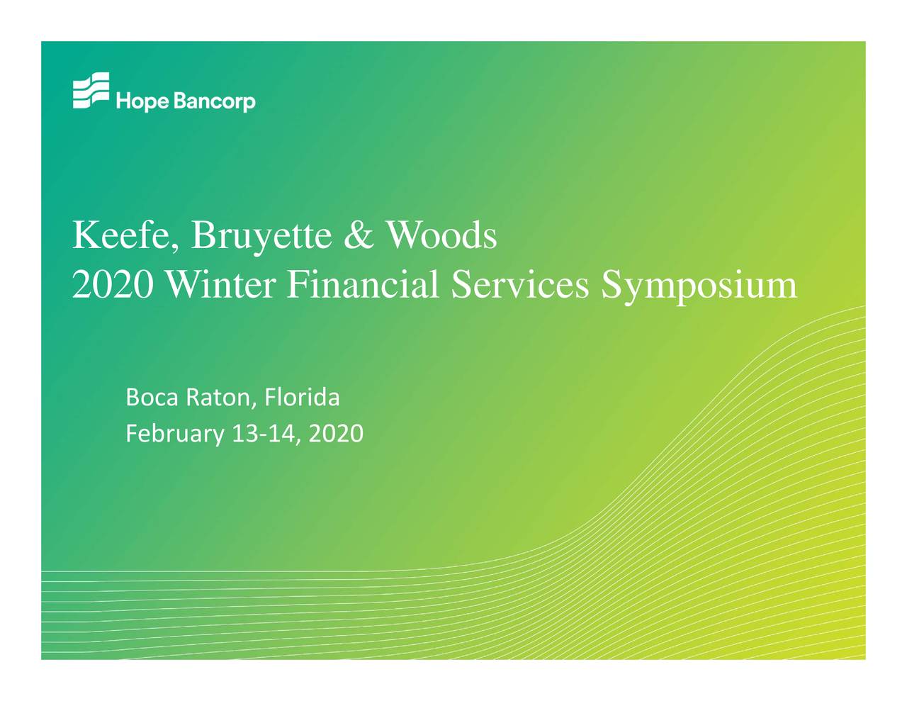 Hope Bancorp (HOPE) Presents At KBW Winter Financial Services