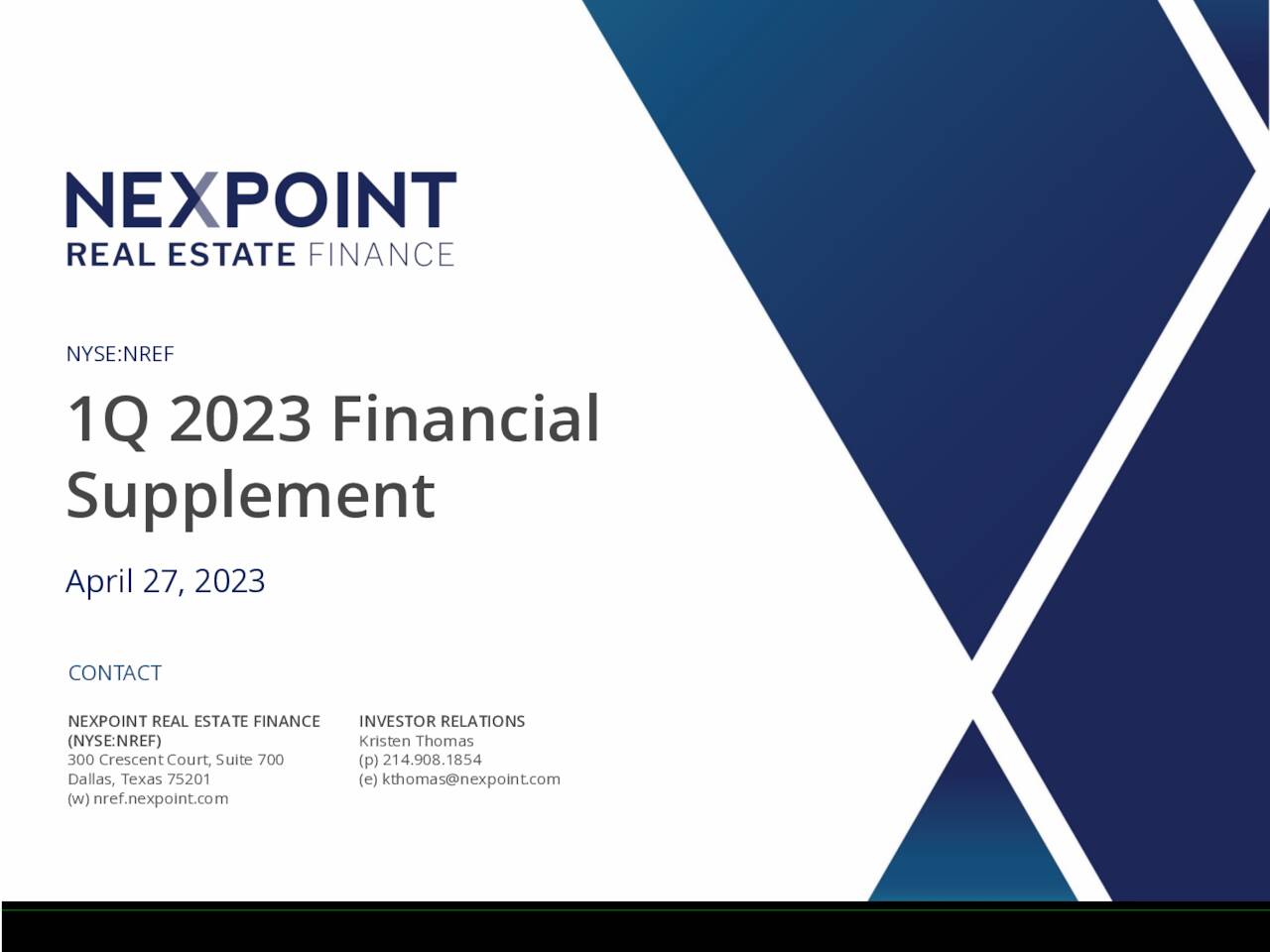 NexPoint Real Estate Finance, Inc. 2023 Q1 - Results - Earnings Call ...