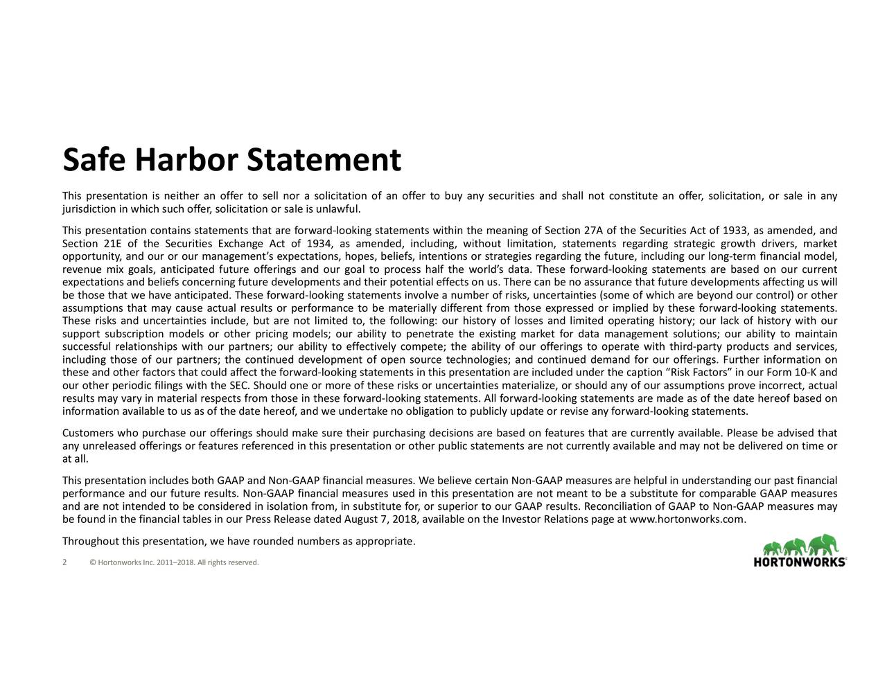 Safe	Harbor	Statement